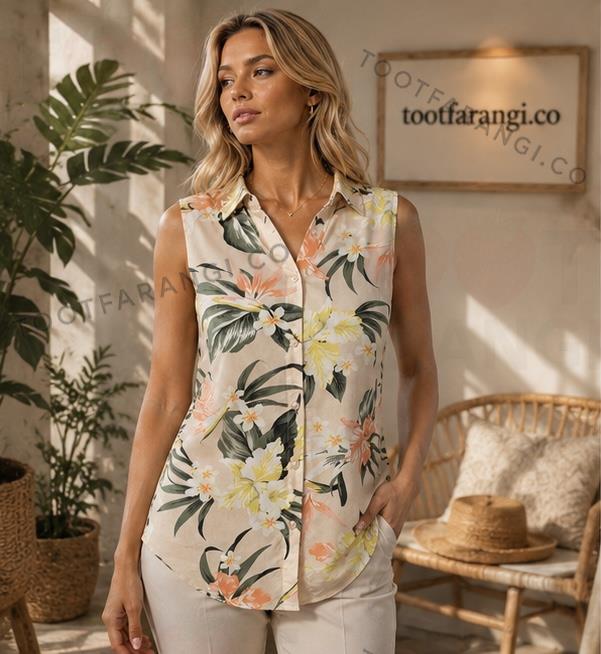تاپ جلو دکمه یقه دار برند H & M