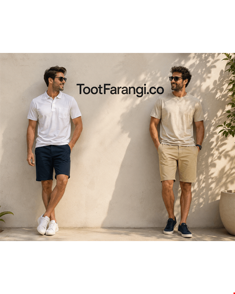 شلوارک مردانه با دکمه و زیپ و کمر نیمه کشی