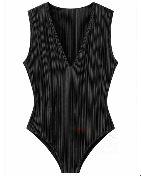 بادی پلیسه زنانه مشکی برند BOOHOO