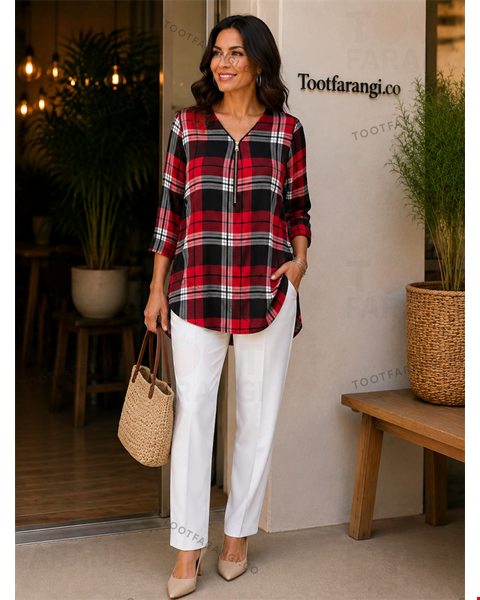 شومیز جلو زیپ چهارخانه برند ARDENE