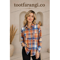 شومیز چهارخانه جلو دکمه زنانه 