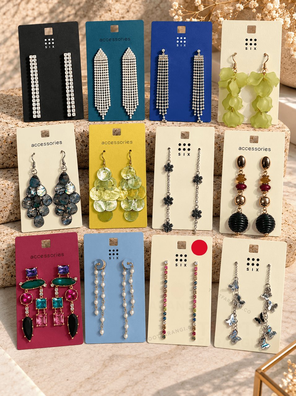 گوشواره آویز مجلسی نگینی SIX