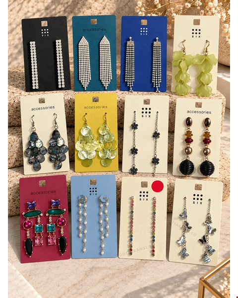 گوشواره آویز مجلسی نگینی SIX