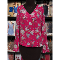 شومیز گلدار پایین کش برند Pink Rose