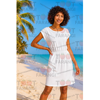 پیراهن آستین کوتاه کمرکش سفید