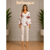 شومیز سفید گلدار برند LILY MAGAM