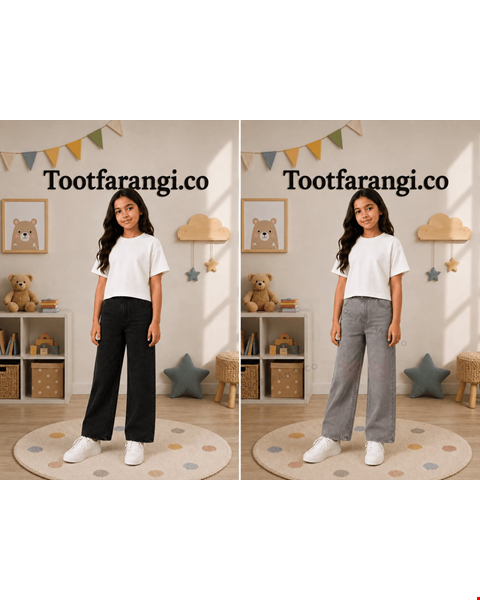 شلوار جین بچگانه مدل شافل Regular Fit لگینگ بدون دکمه و زیپ