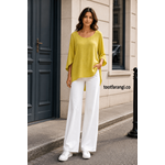 شومیز زنانه یقه گرد زرد 