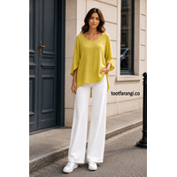 شومیز زنانه یقه گرد زرد 