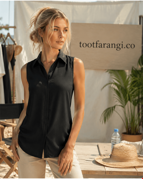 تاپ پشت باز یقه دار برند TEMT