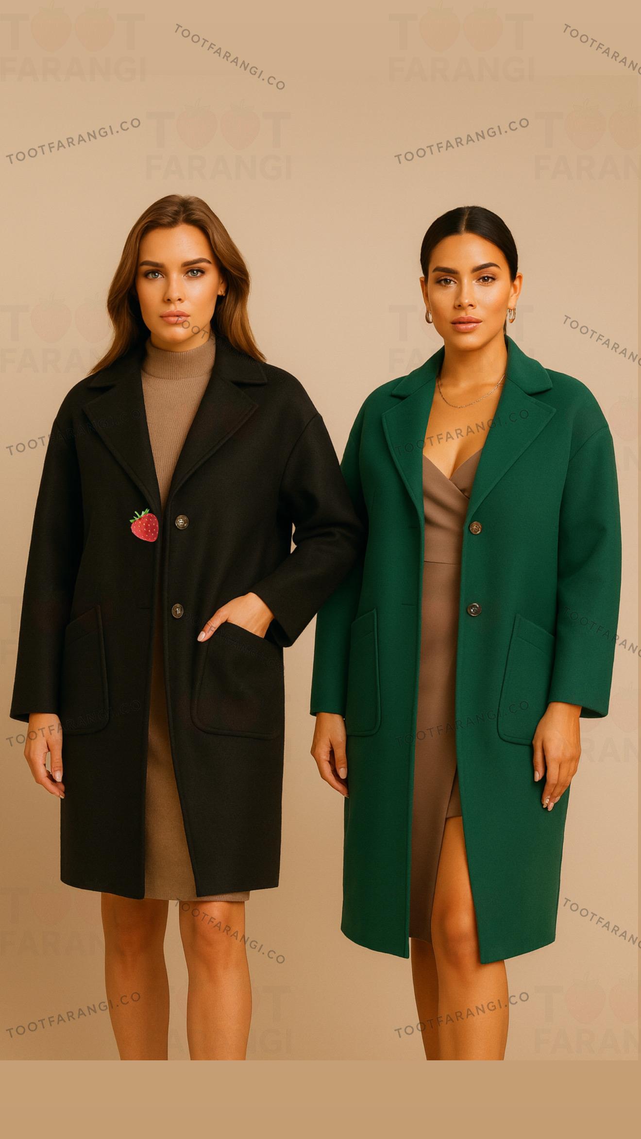 پالتو بلند مشکی سبز