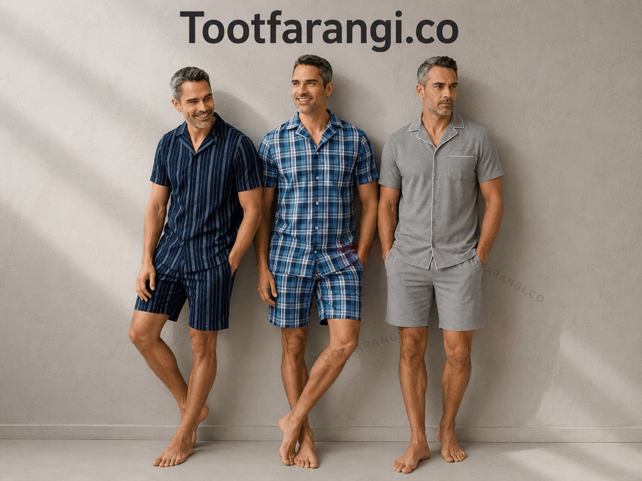 ست پیراهن جلو دکمه و شلوارک مردانه برند UP2 MEN