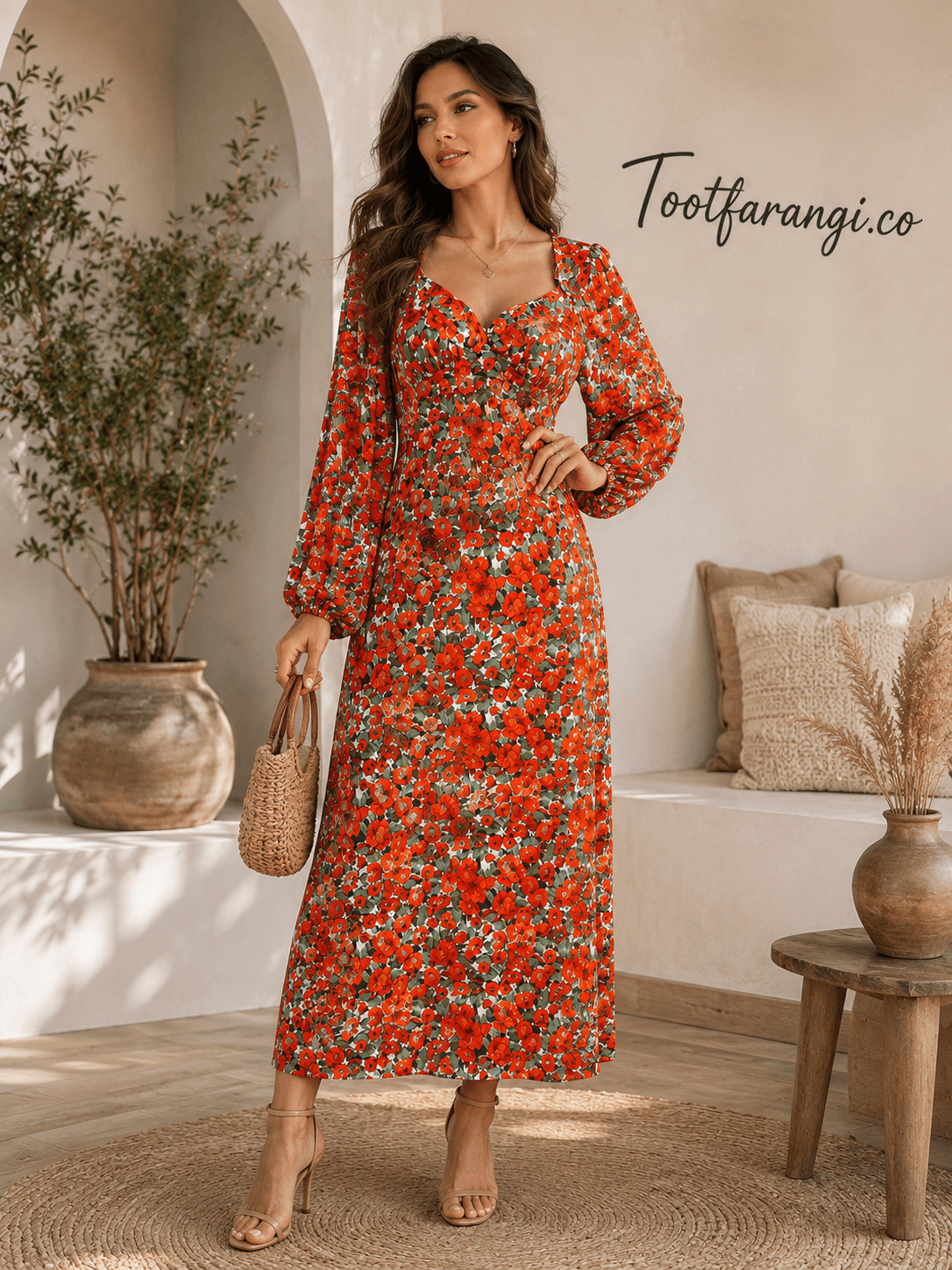 پیراهن گل دار ماکسی برند missguided