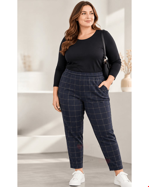 شلوار چهارخانه زنانه سایز بزرگ UP2 Fashion