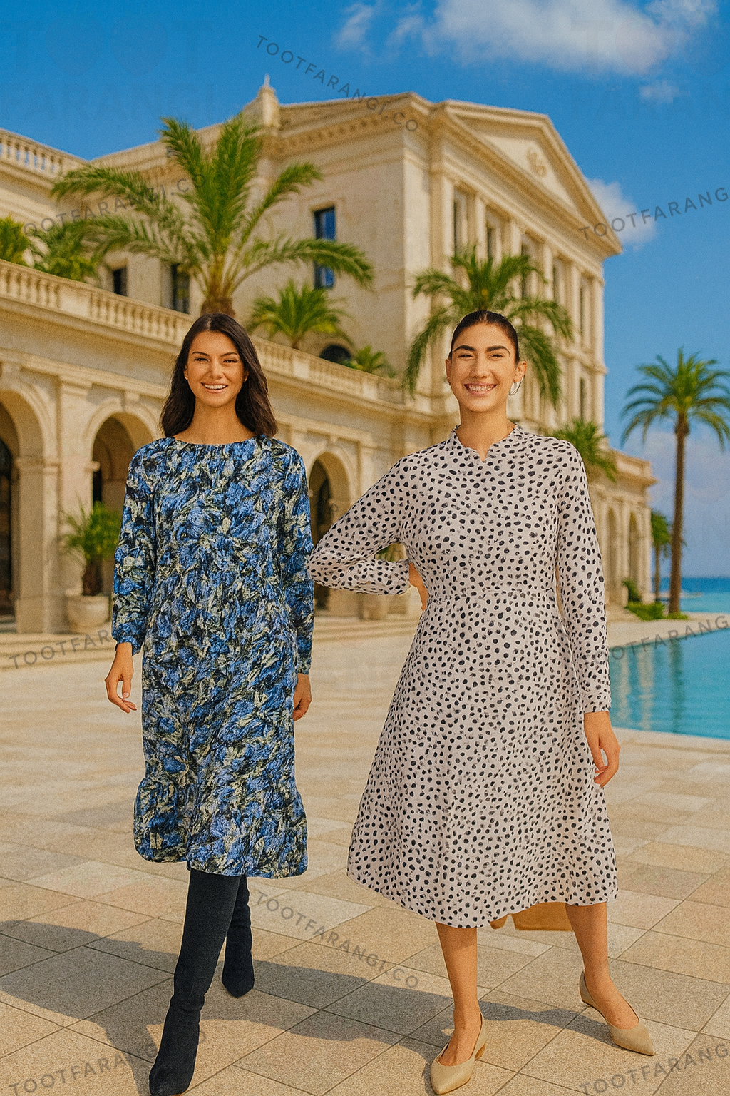 پیراهن مانتویی آستین بلند