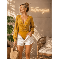 بادی زنانه خال خالی خردلی برند BOOHOO