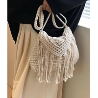 کیف قلاب بافی سفید