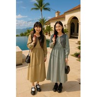 پیراهن مانتویی و وست چرم