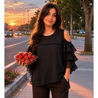 شومیز سرشانه باز حریر 