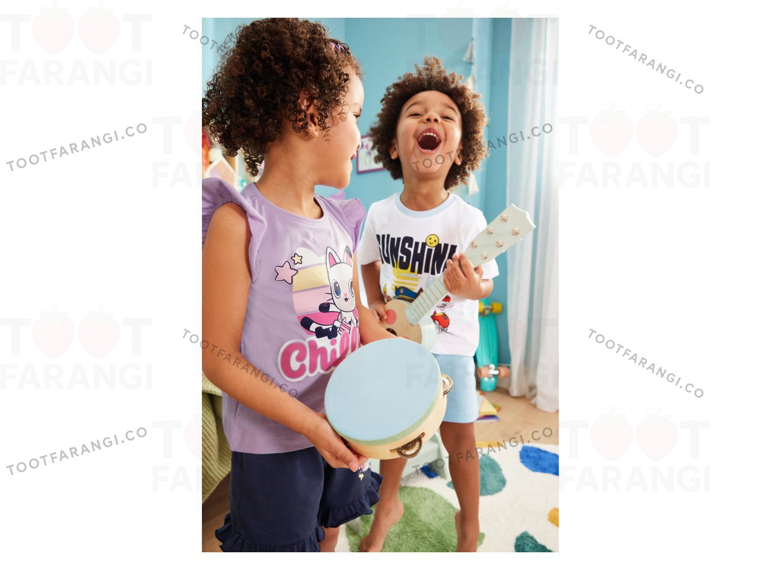 ست بلوز شلوارک دالبوری دخترانه طرح گربه