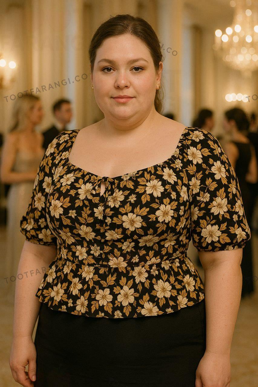 شومیز یقه دلبری گلدار