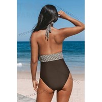 مایو یکسره دورنگ برند کاپشی
