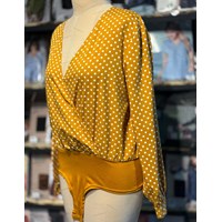 بادی زنانه خال خالی خردلی برند BOOHOO
