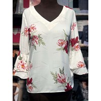 شومیز سفید گلدار برند LILY MAGAM