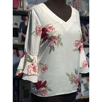 شومیز سفید گلدار برند LILY MAGAM