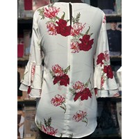 شومیز سفید گلدار برند LILY MAGAM