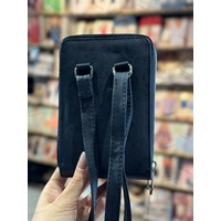 کیف گوشی سرمه ای طرح چرم