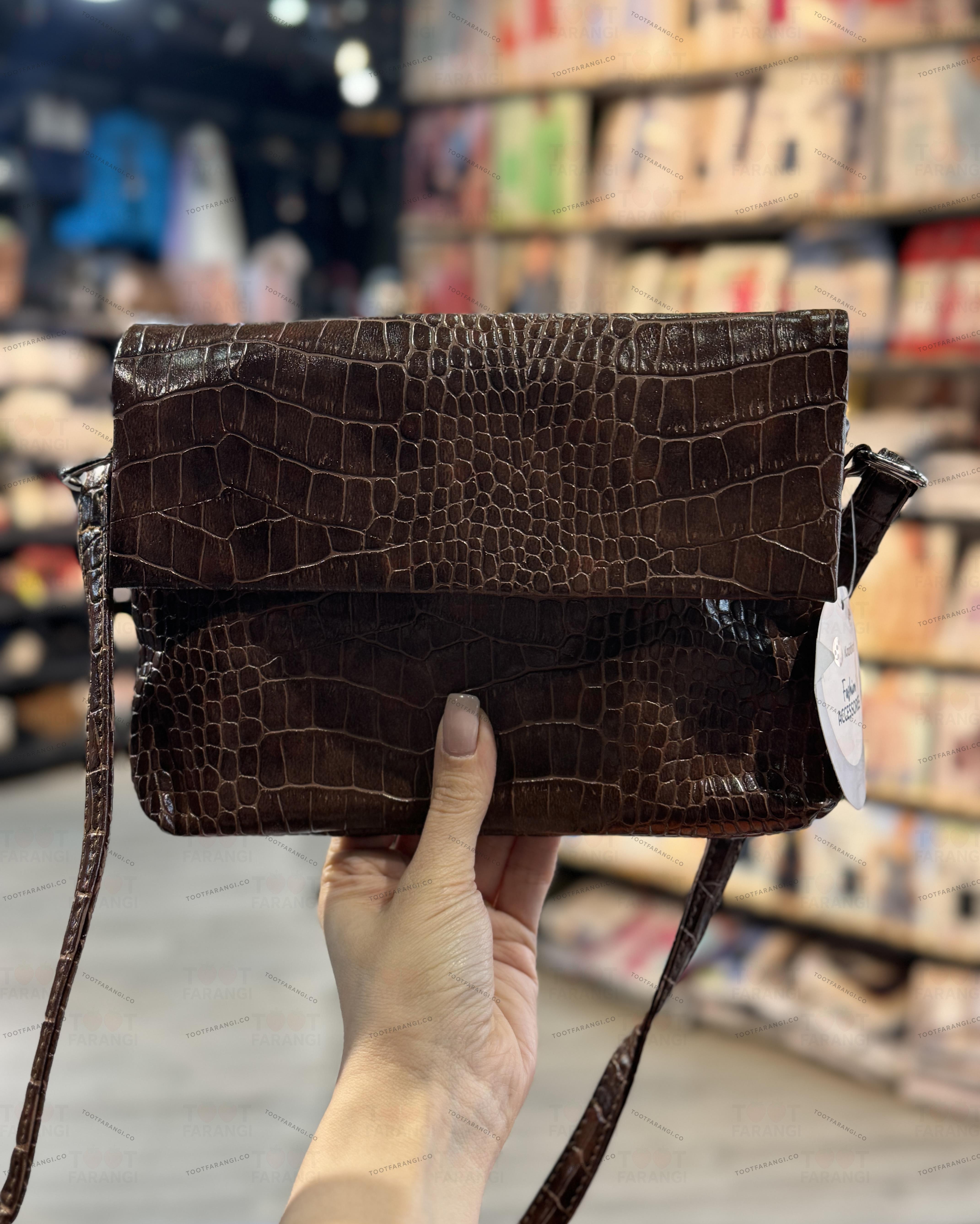 کیف قهوه ای طرح سنگ