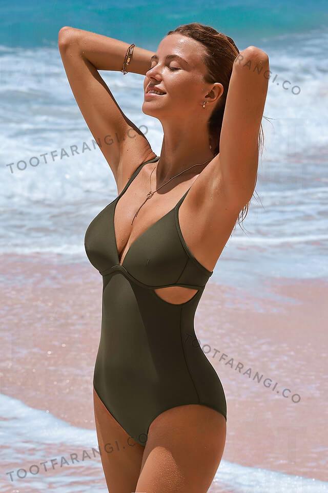 مایو یکسره سبز زنانه برند CUPSHE