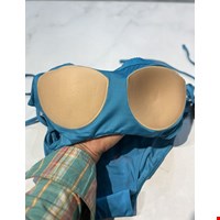مایو بندی با کش و سوتین کامل آبی و مشکی اسمارا