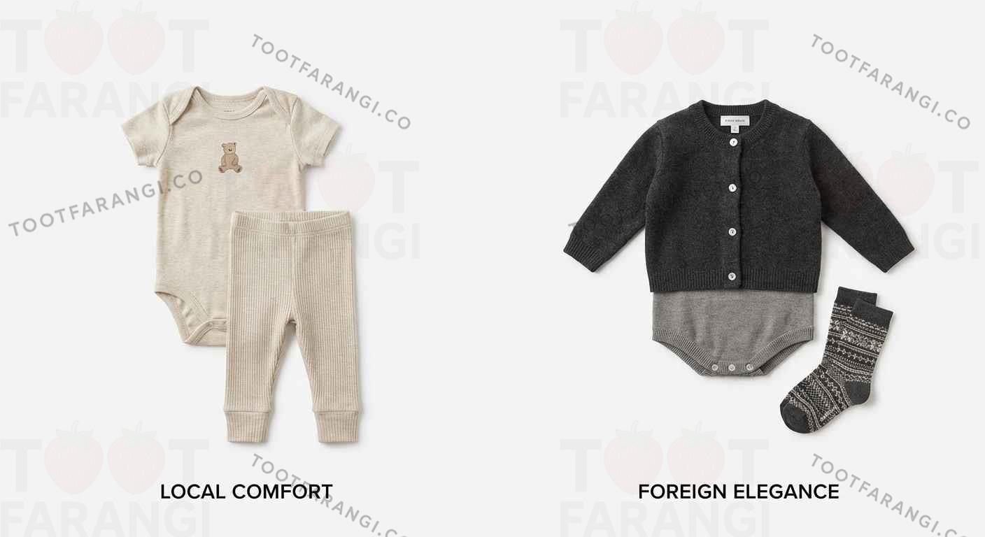 تفاوت لباس نوزادی ایرانی و خارجی