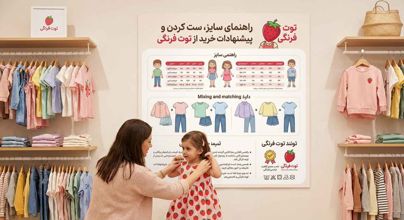 راهنمای سایز، ست کردن و پیشنهادات خرید از توت فرنگی