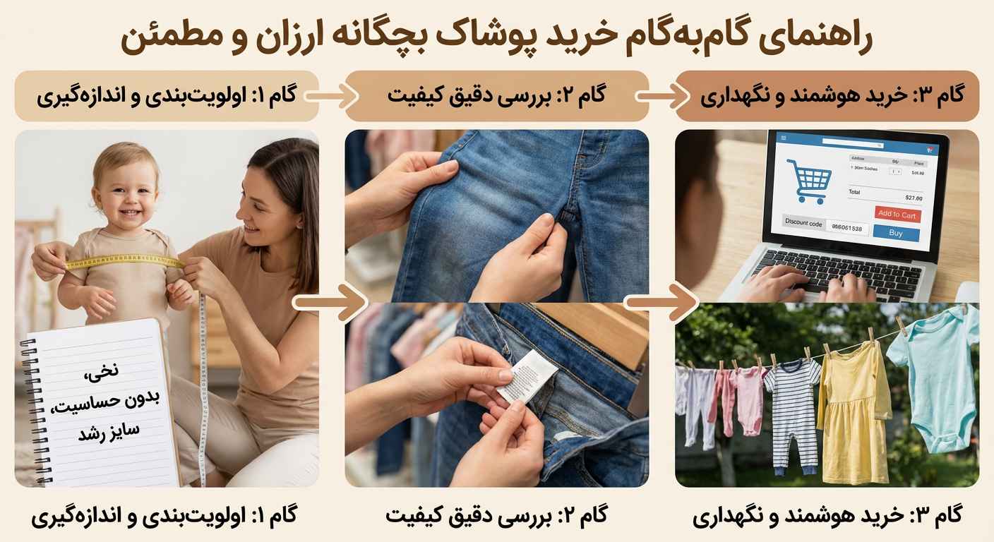 راهنمای گام&zwnj;به&zwnj;گام برای خرید پوشاک بچگانه ارزان با اطمینان