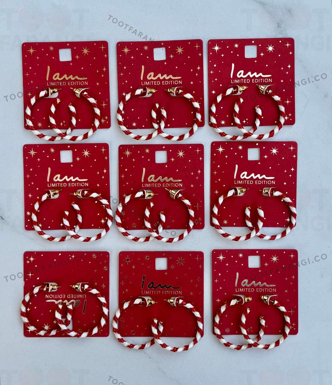 گوشواره رینگی سفید قرمز