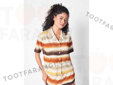 شومیز راه راه جلو دکمه 