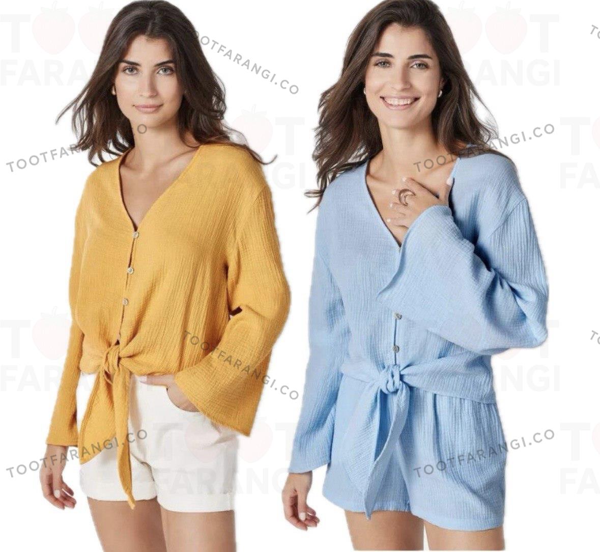 شومیز گره ای جلو دکمه