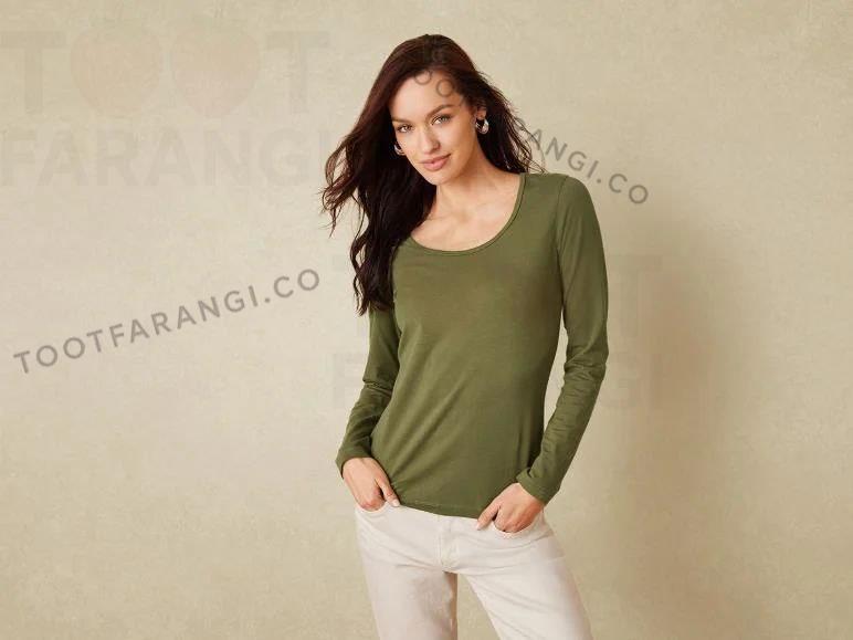 بلوز سبز یقه گرد