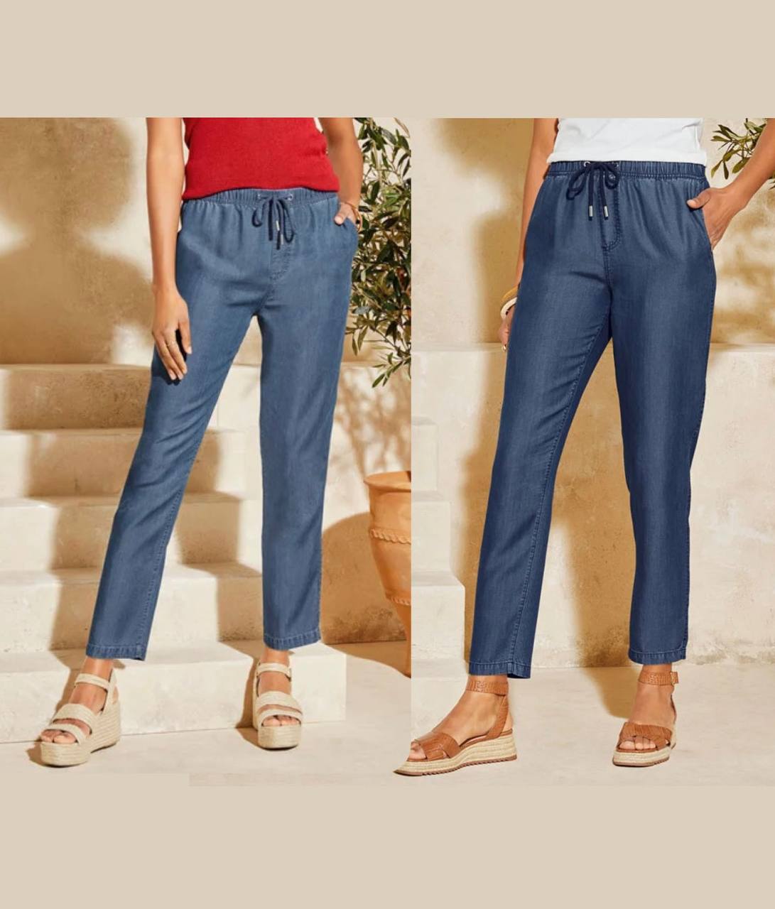 شلوار لینن کمرکش