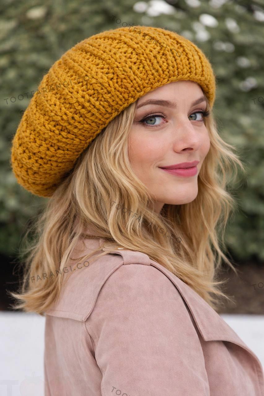 کلاه برت خردلی 