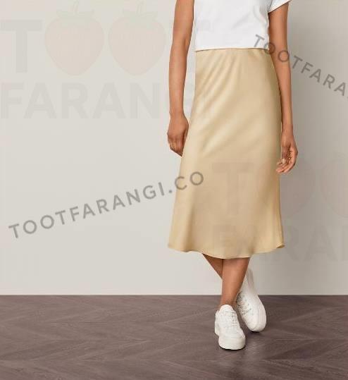 دامن ساتن کرم