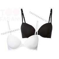 سوتین کاپدار نخی پک دوتایی سفید مشکی