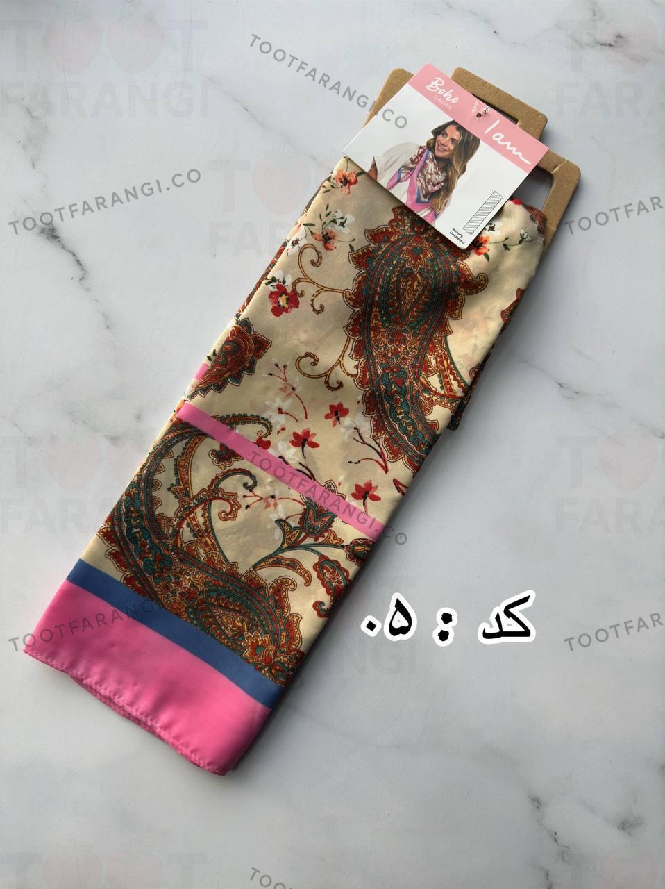 روسری ساتن طرحدار آی ام | اورجینال با سایز 100×100