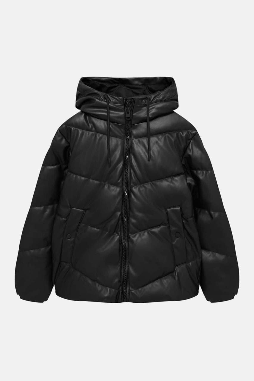 کاپشن چرمی پافر Pull and Bear