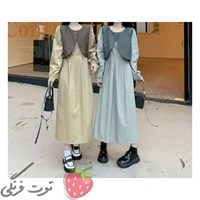 پیراهن مانتویی و وست چرم