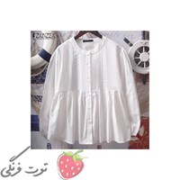 شومیز چین دار یقه گرد