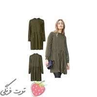 پیراهن آستین بلند راه راه سبز